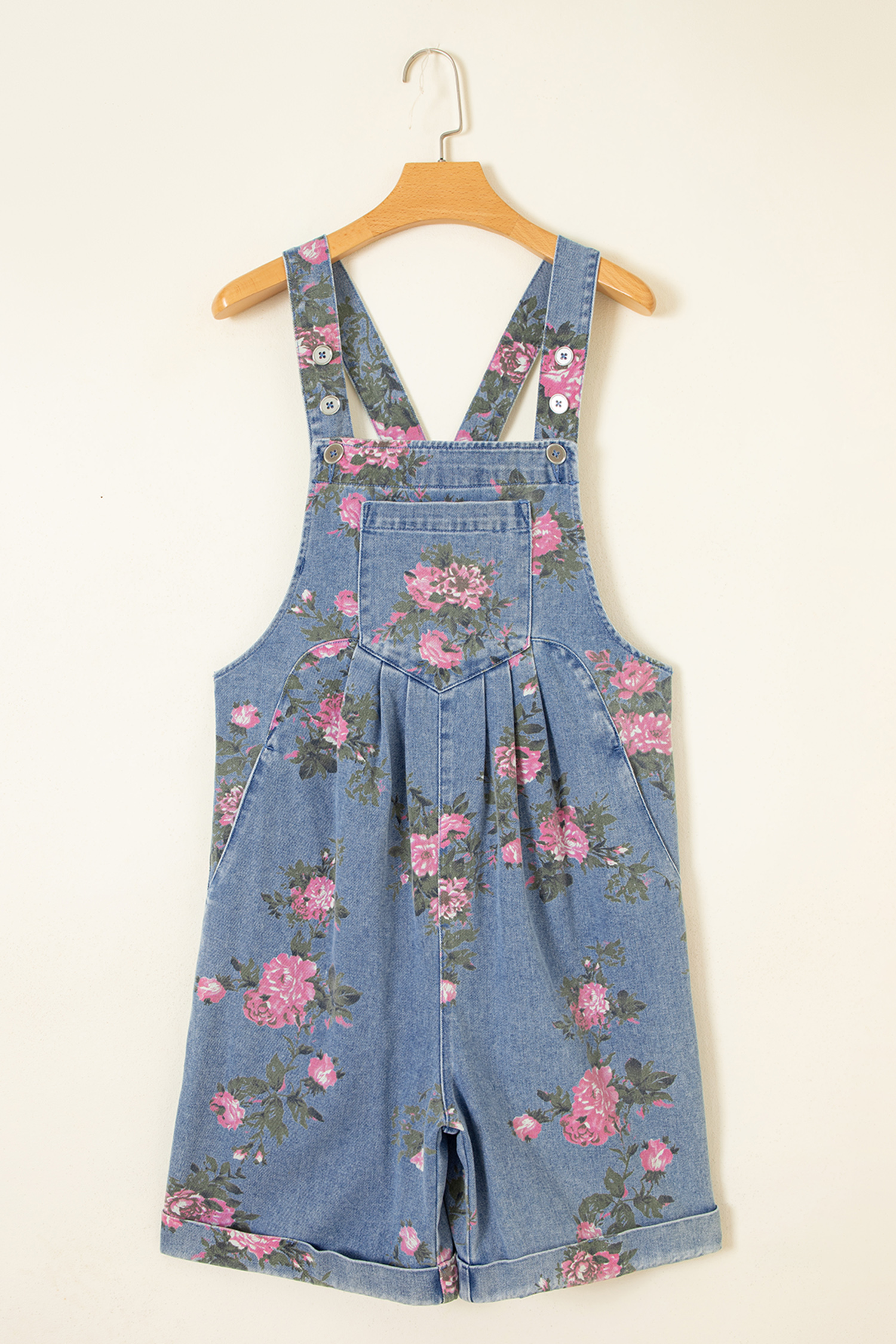 Myosotis Floral Print Denim Shortalls - Image 3