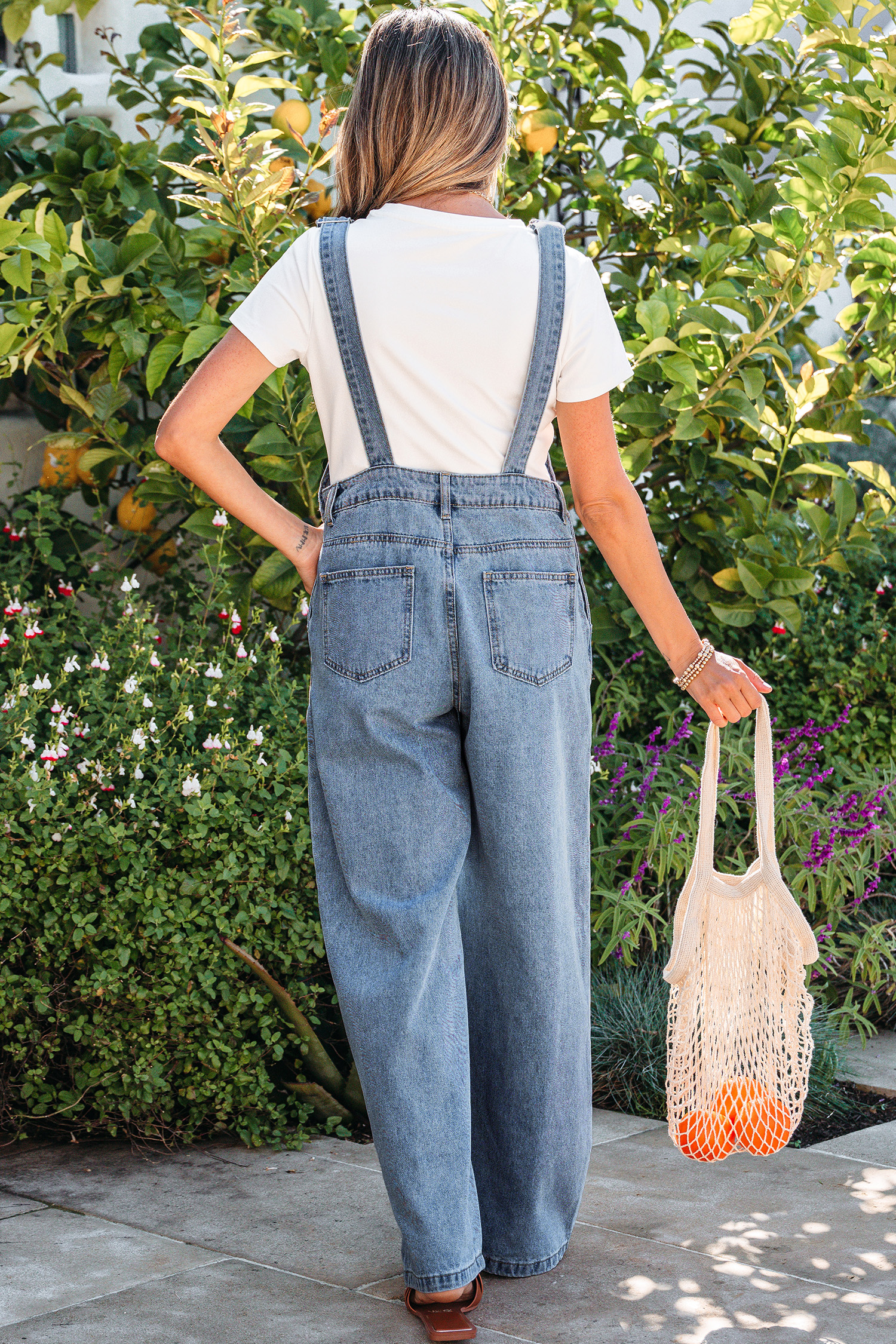 Dusk Blue Pleated Wide Leg Retro Pocketed Denim Jumpsuit - Image 2