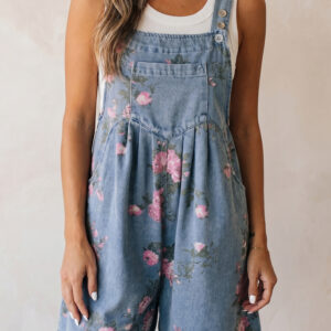Myosotis Floral Print Denim Shortalls