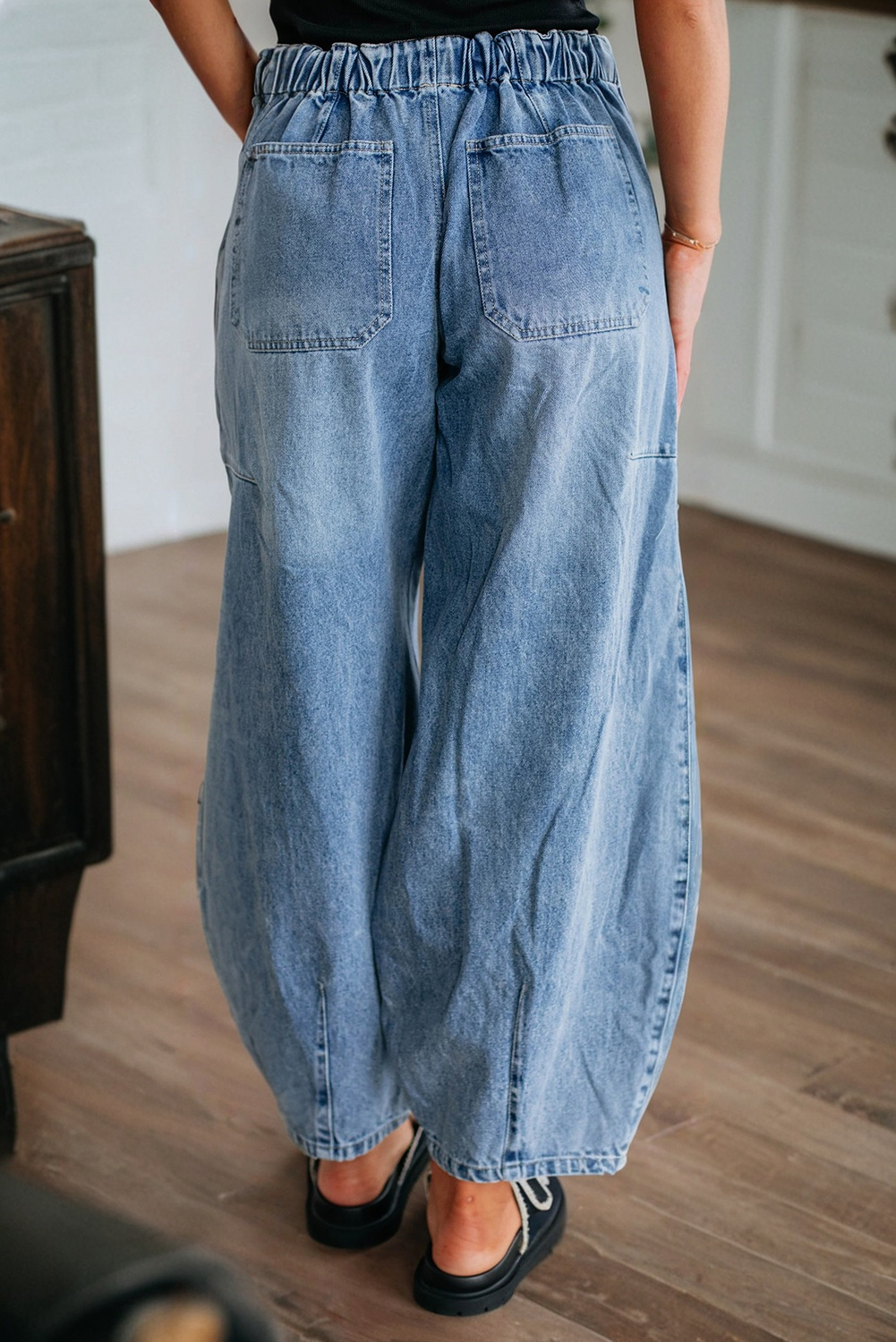 Myosotis Large Patch Pocket Drawstring Paperbag Waist Barrel Jeans - Image 2