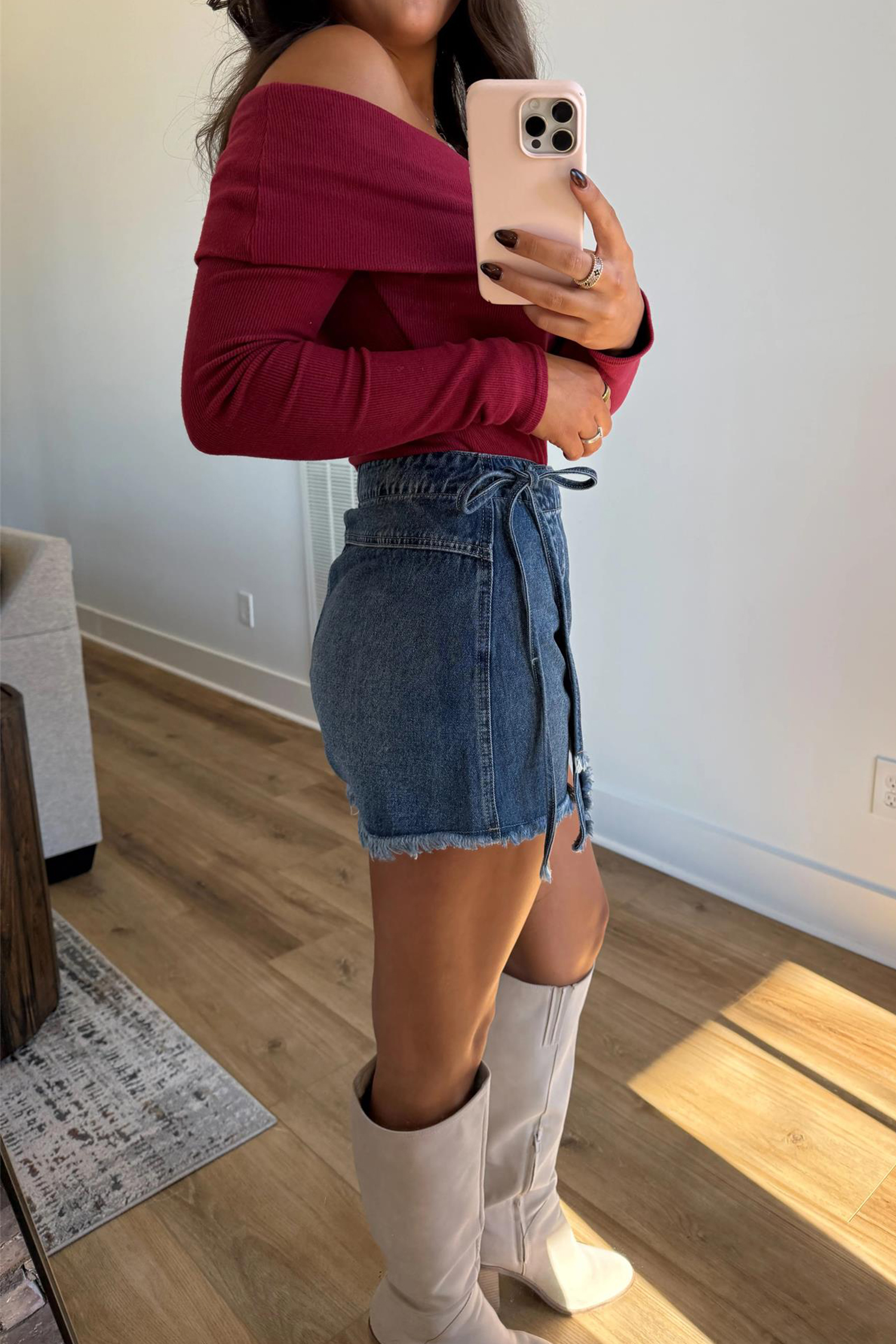 Ashleigh Blue Wrapped Tied Waist Denim Skort - Image 6