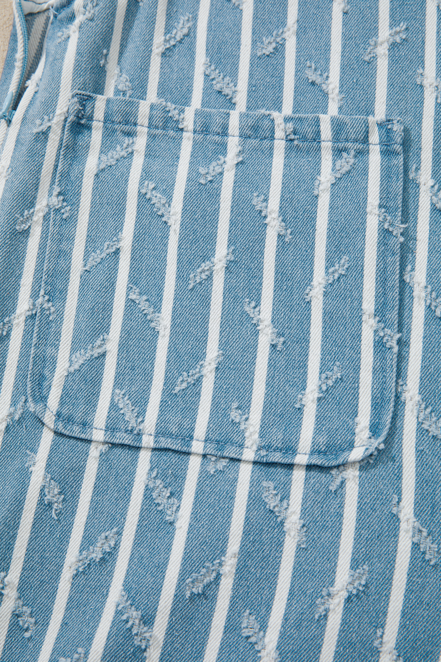 Myosotis Striped Distressed Ruffled Wide Leg Denim Overalls - Image 8