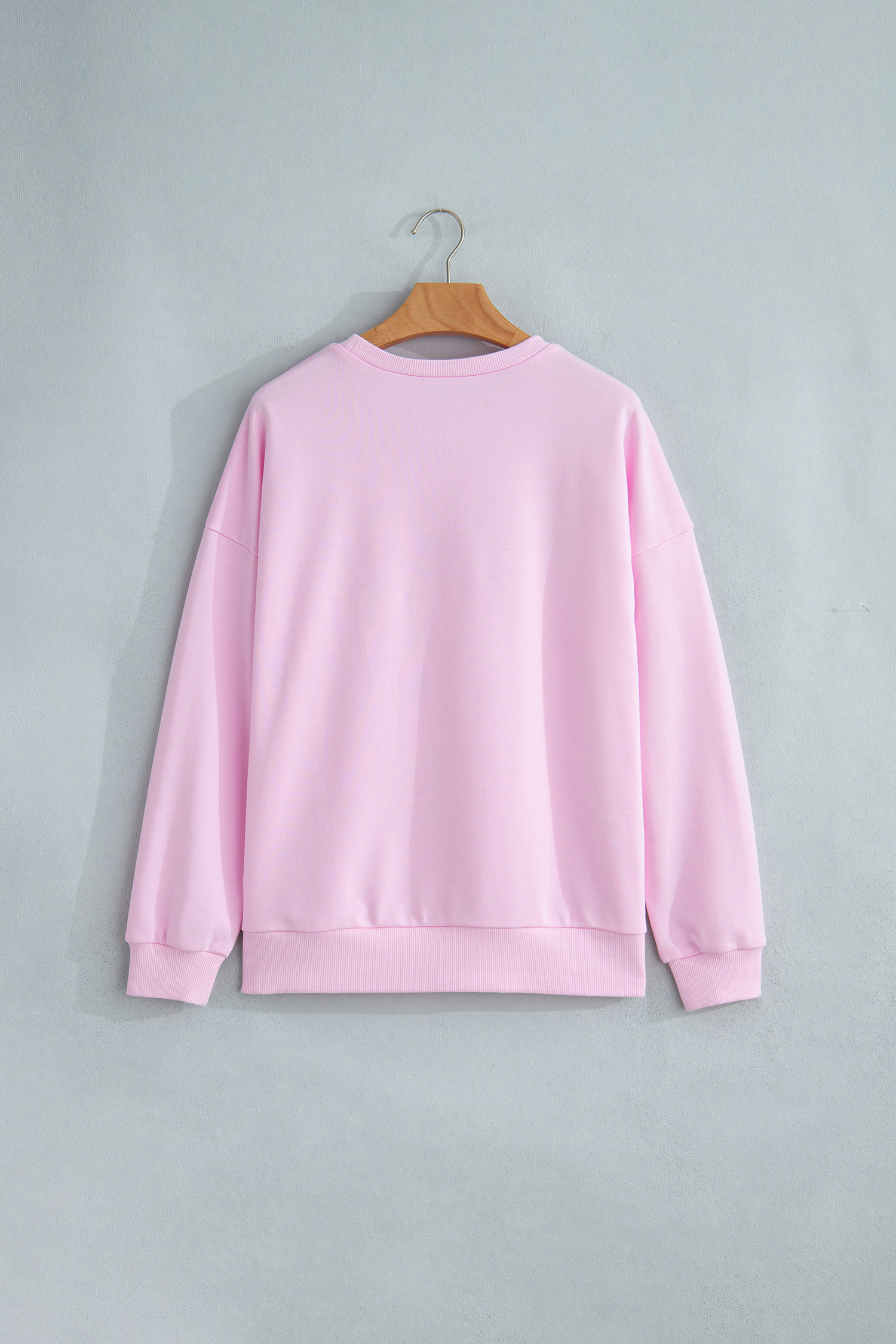 Pink Patchwork Stars Plaid Unique Floral Letters Baggy Sweatshirt - Image 2