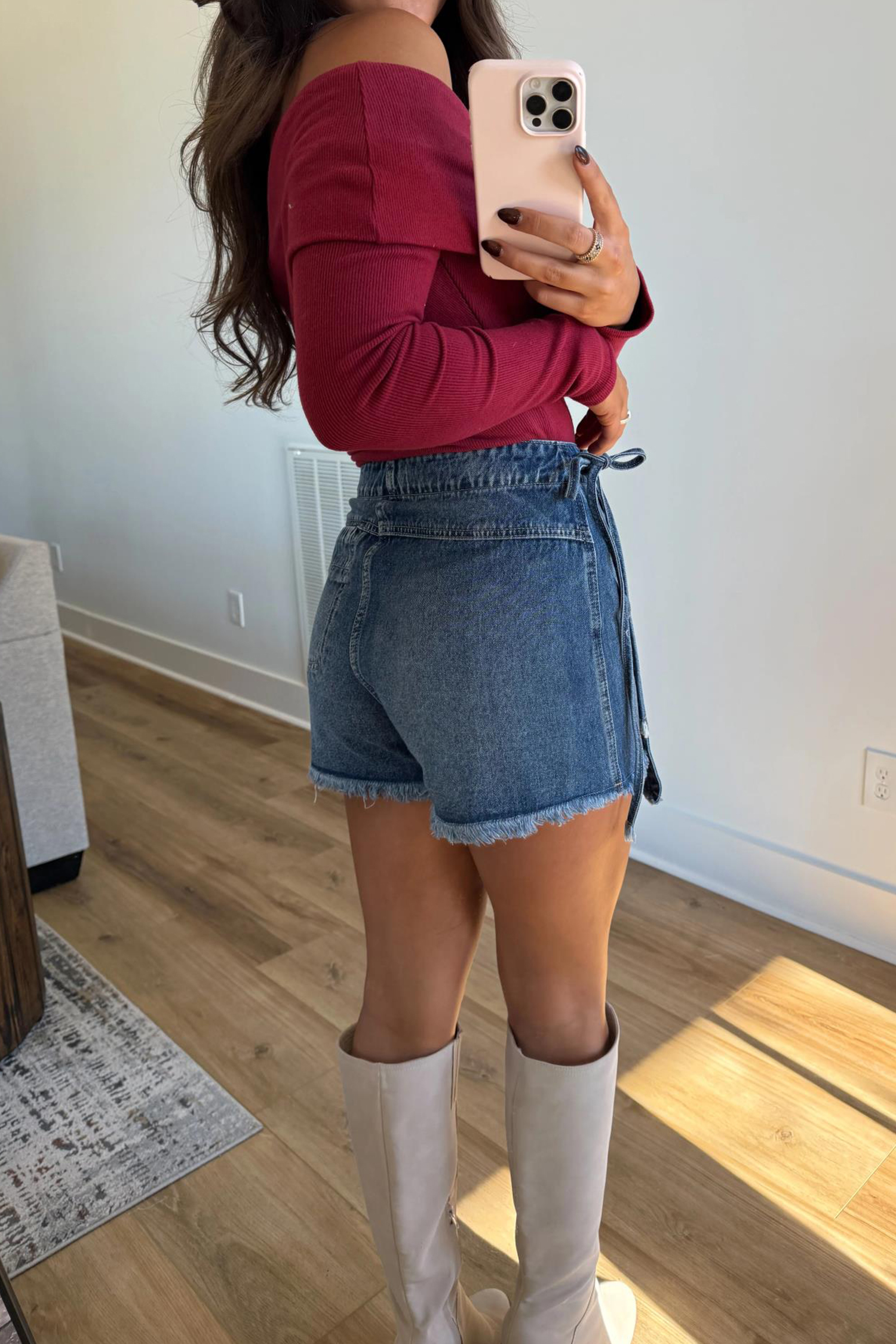 Ashleigh Blue Wrapped Tied Waist Denim Skort - Image 7