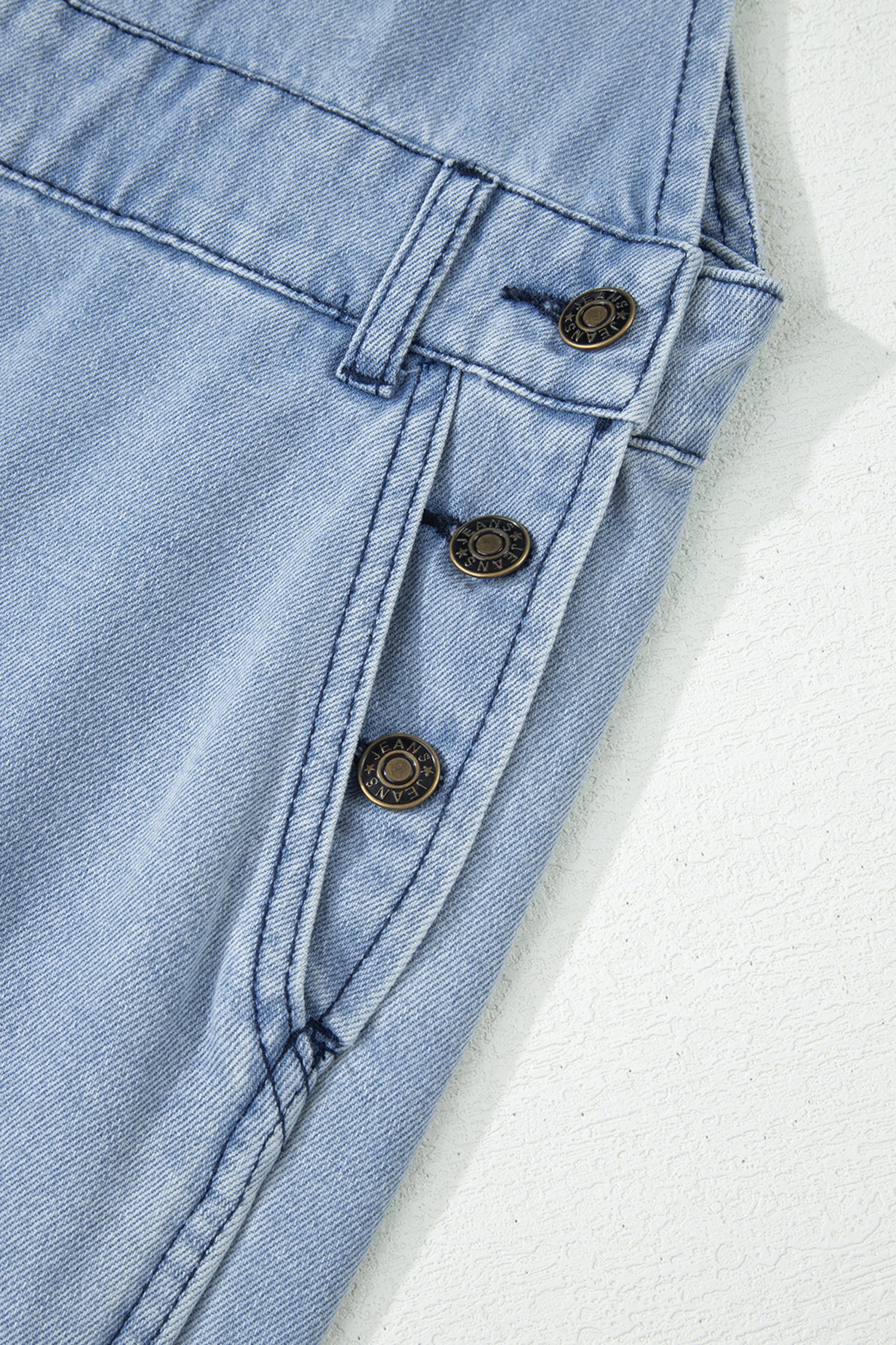 Mist Blue Retro Distressed Button Adjustable Straps Denim Overall Jumpsuit - Image 8