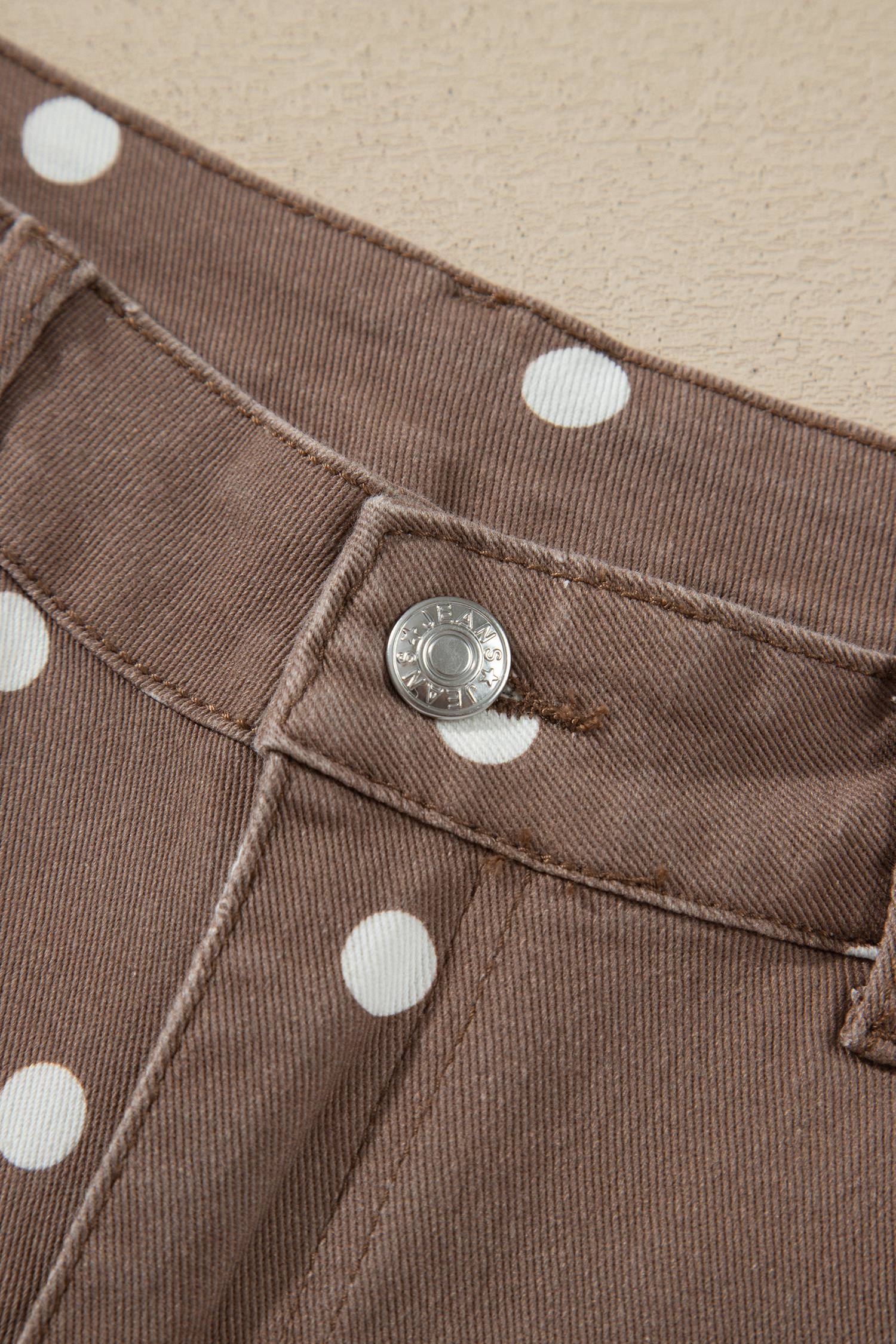 Brown Tailored Seam Polka Dot Print Barrel Casual Jeans - Image 16