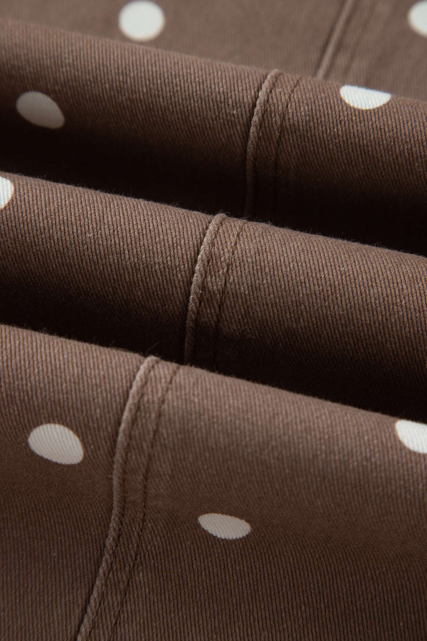 Brown Tailored Seam Polka Dot Print Barrel Casual Jeans - Image 14