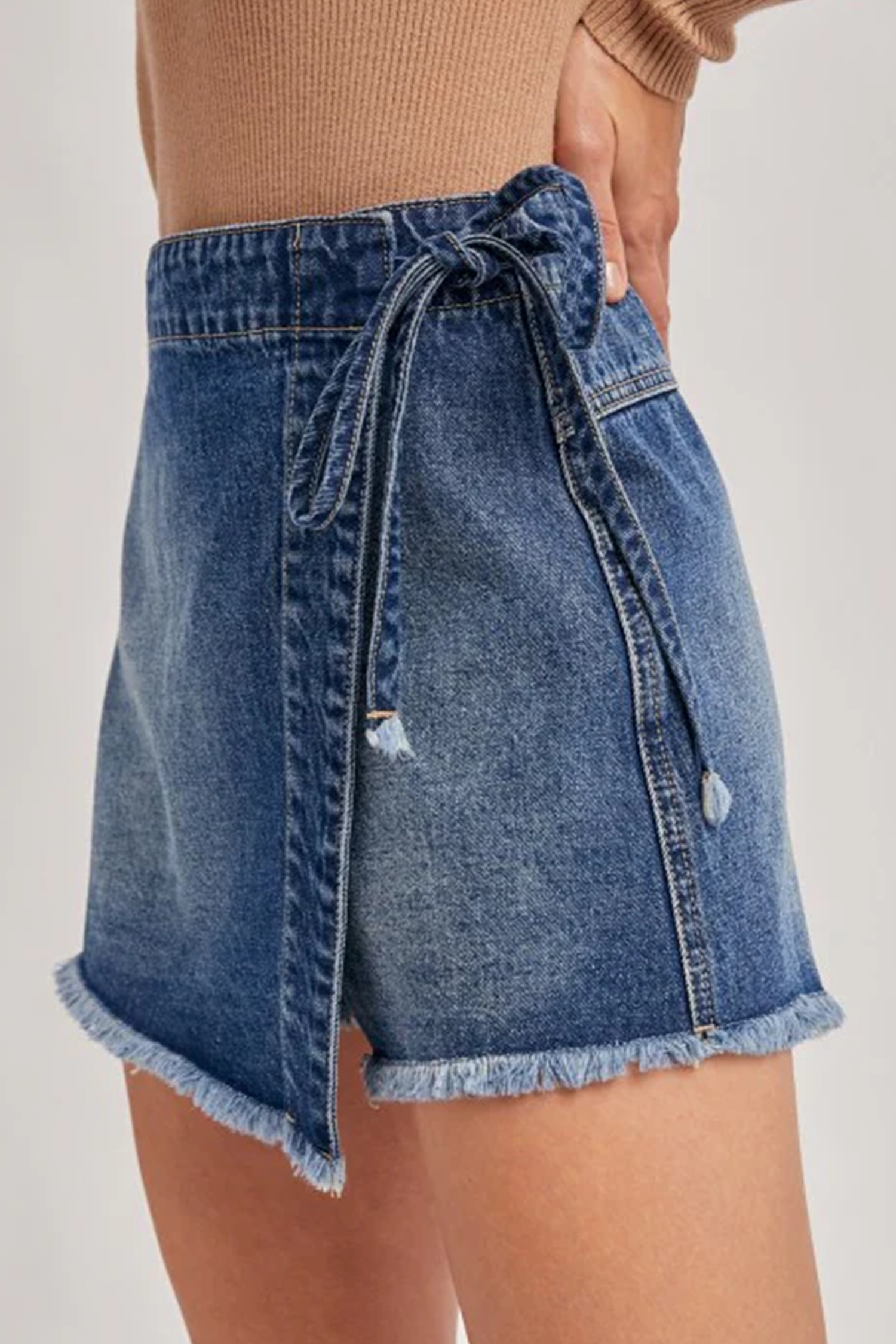 Ashleigh Blue Wrapped Tied Waist Denim Skort - Image 3