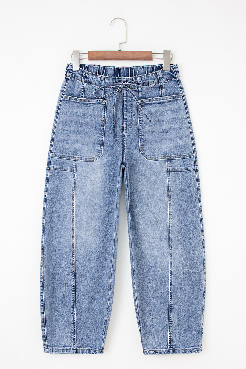Myosotis Large Patch Pocket Drawstring Paperbag Waist Barrel Jeans - Image 7