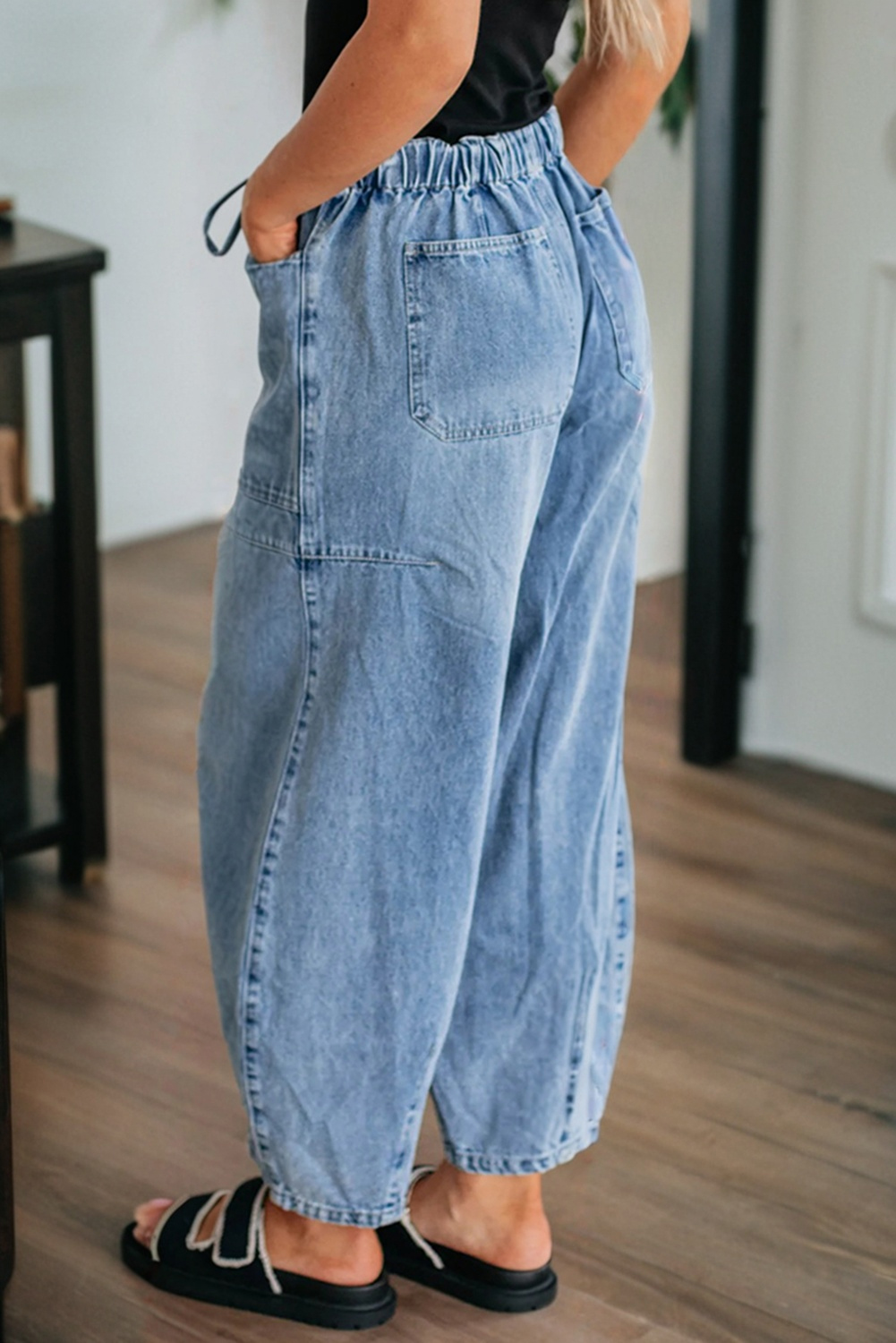 Myosotis Large Patch Pocket Drawstring Paperbag Waist Barrel Jeans - Image 3