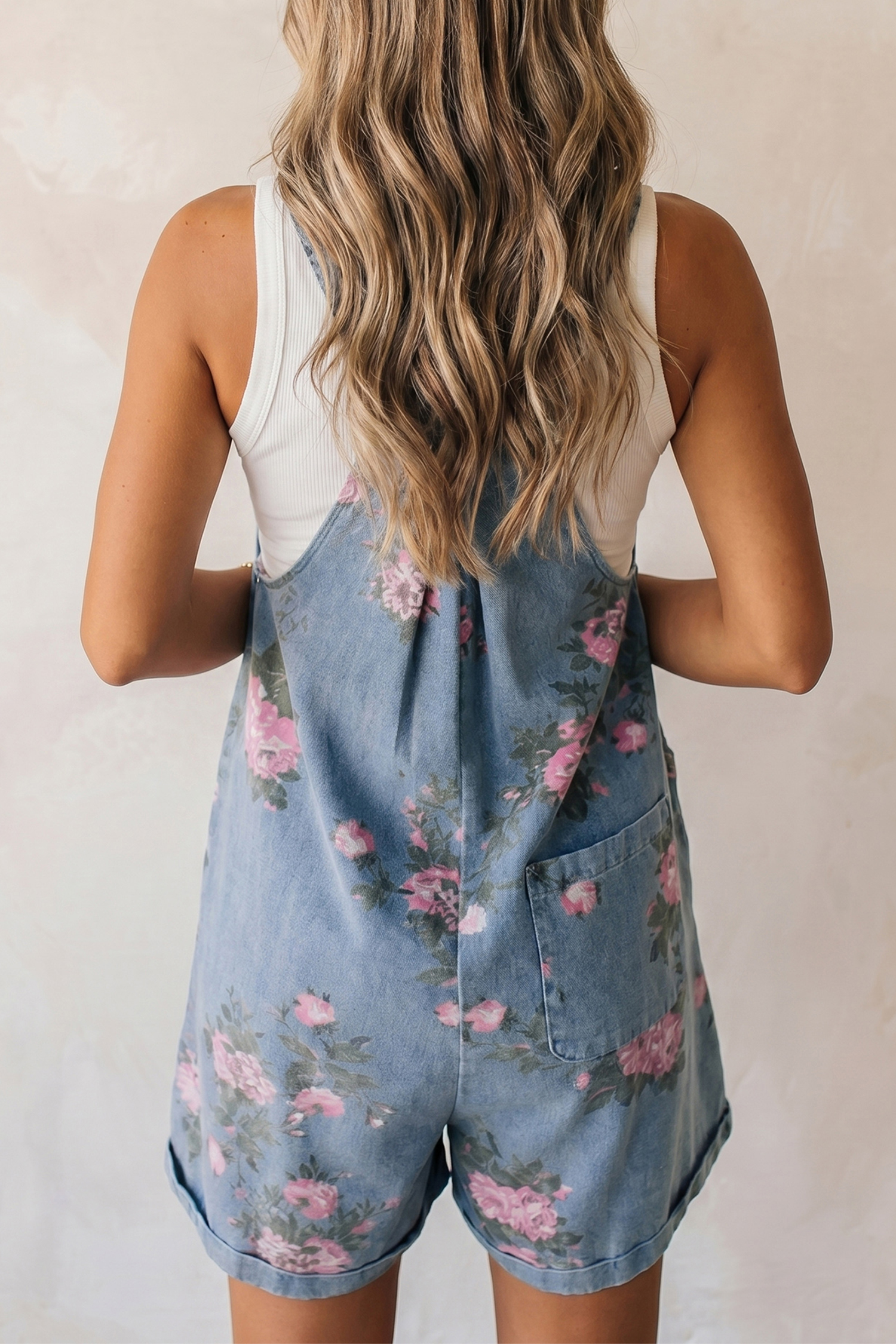 Myosotis Floral Print Denim Shortalls - Image 2