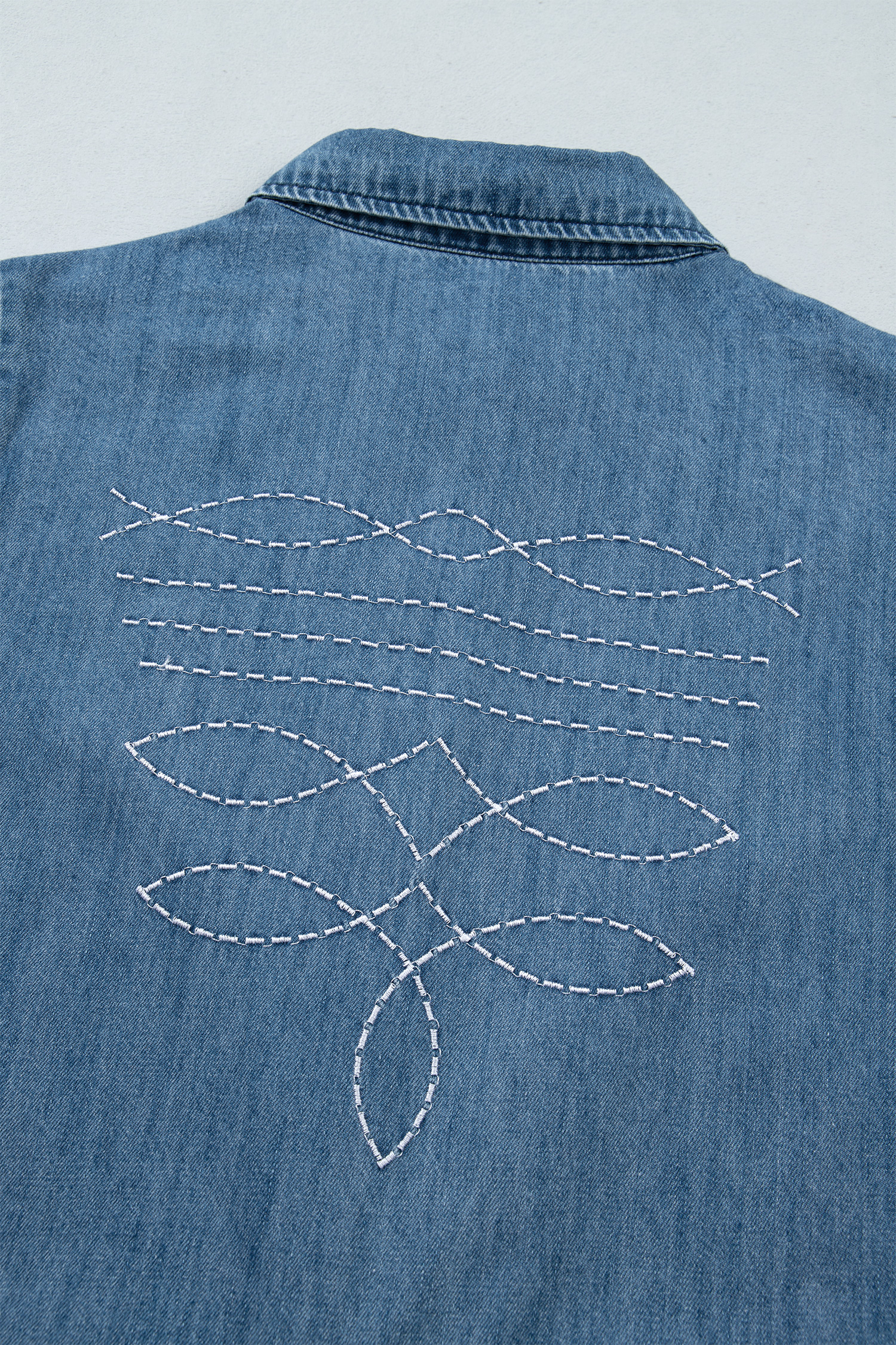 Myosotis Embroidered Western Detail Long Sleeve Collar Shirt - Image 11