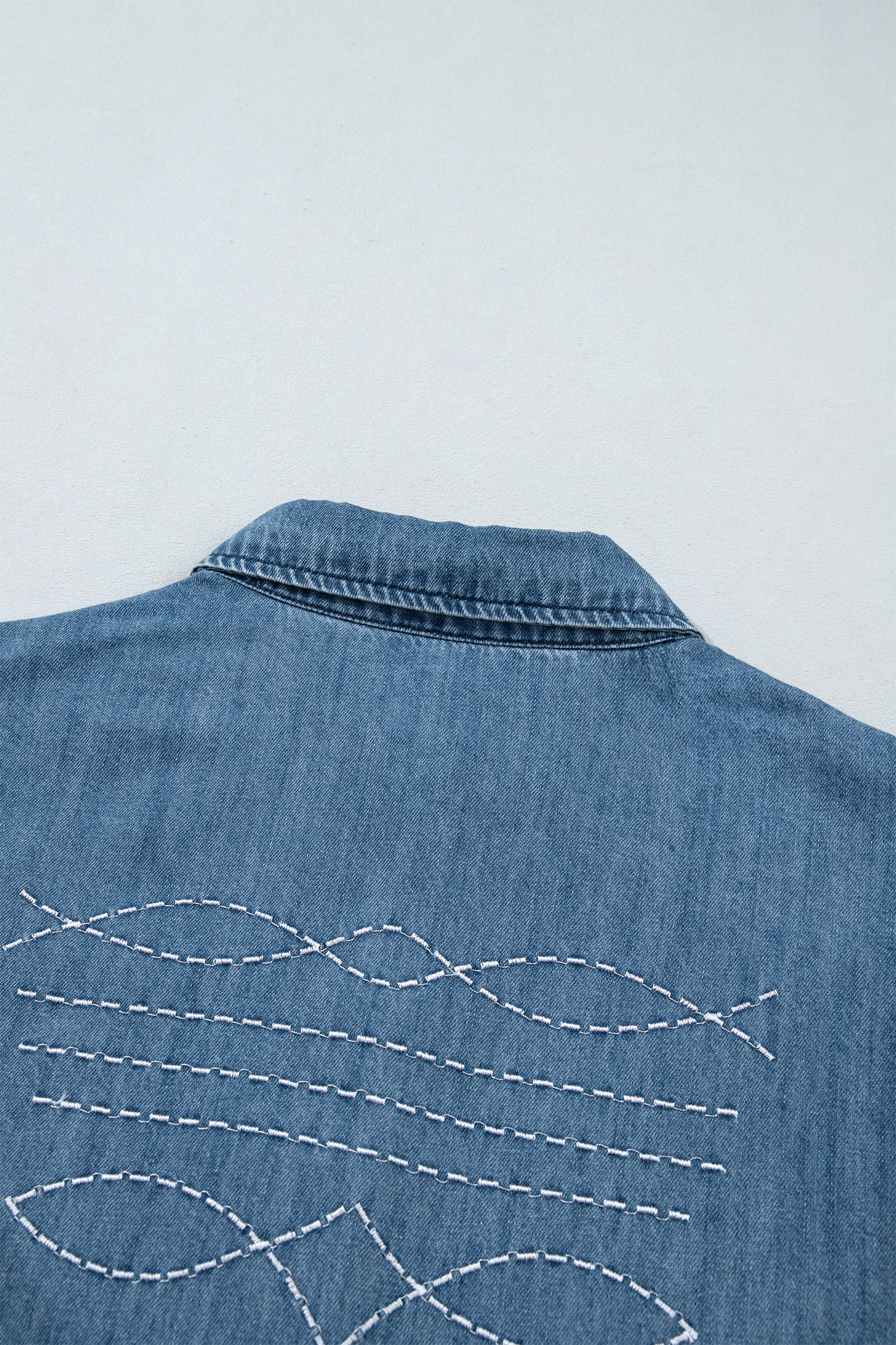 Myosotis Embroidered Western Detail Long Sleeve Collar Shirt - Image 10